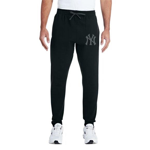 NEW York Yankees Monogram NY Tonal Logo Fleece Joggers Sweatpants BLACK